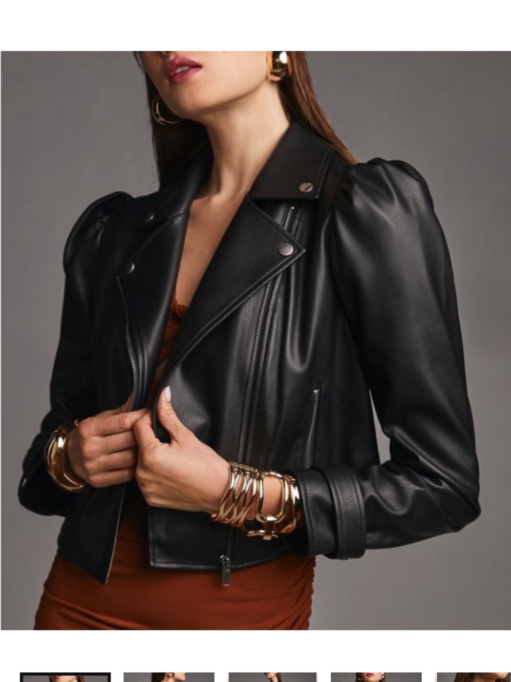 Anthropologie Maeve black faux leather moto crop jacket EUC